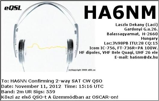 1st QSO on AO-7 Mode A CW