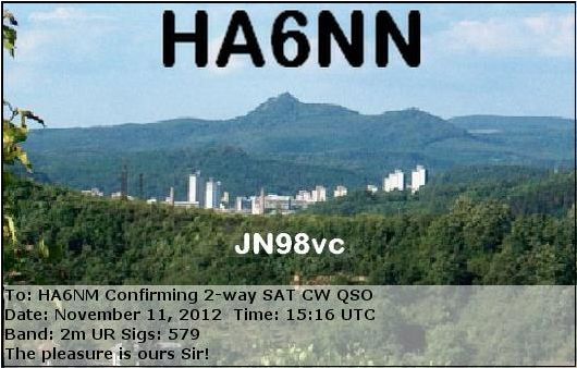 HA6NN to HA6NM for the 1st AO7 Mode A CW QSO