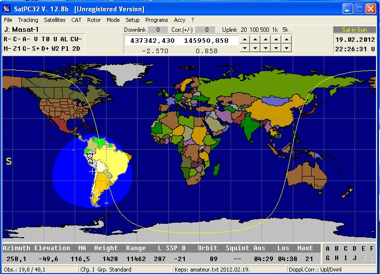 Masat-1 over South Amerika at 22:25 UT